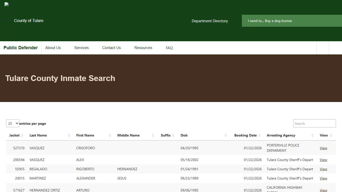 Tulare County Inmate Search Public Defender